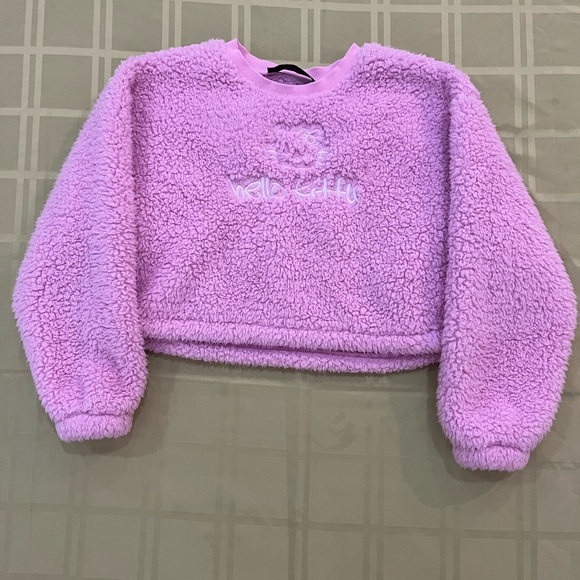 Hello Kitty Sweatshirt Sweatshirt Size Medium Women Pink Longsleeve Sherpa Soft - Picture 2 of 9